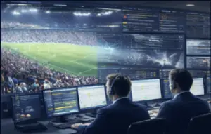 Centre de supervision d’un club de football pilotant un match, des incidents et un dispositif