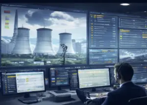 Centre de supervision d’un groupe énergie pilotant une situation de crise et la coordination des opérations